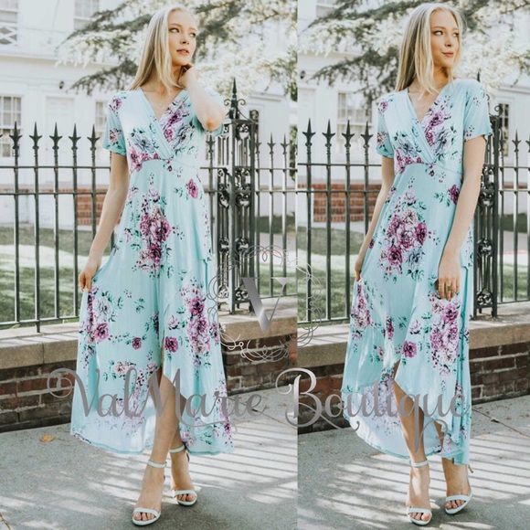 ValMarie Dresses & Skirts - SZ S LAST 1! Mint floral hi low maxi dress